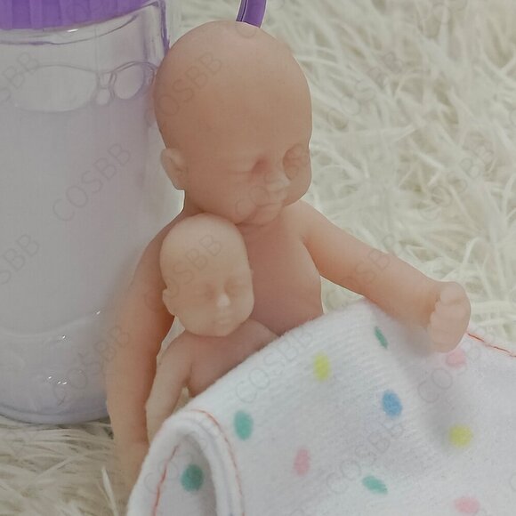 2PCS Cute Mini Reborn Baby Dolls 1.9-3.9inch Full Body Silicone Sleeping Baby - Picture 1 of 15